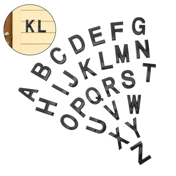 OULII Black ABS Resin 3D Letter Stickers Self-Adhesive for Home Decor 1Set
