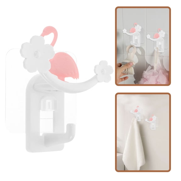 OULII Self Adhesive Heavy Duty Flamingo Wall Hook for Headset Use Multi Color Strong Weight Capacity 2.5 Inch