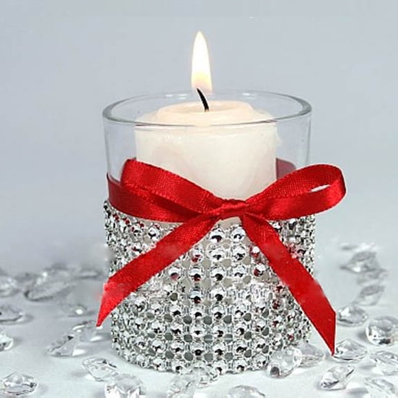 OULII Shiny Plated Silver Rhinestone Mesh Ribbon for Crafting Durable Decorative Costume Trim