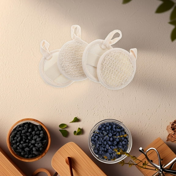 OULII Natural Beige Loofah Body Scrubber for Shower Gentle Exfoliation and Facial Cleansing