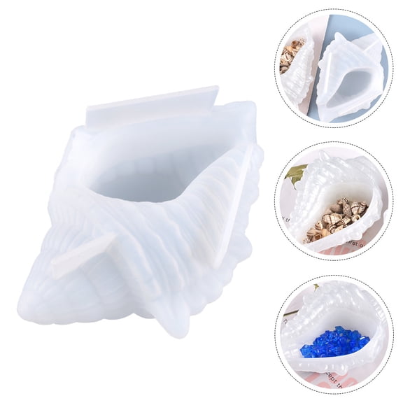OULII Silicone DIY Mould White Conch Storage Box for Durable Craft Accessories and Art