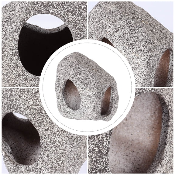 OULII Silver Ceramic Fish Eluding House for Aquarium Decor and Tank Landscape, Ideal for Breeding and Play