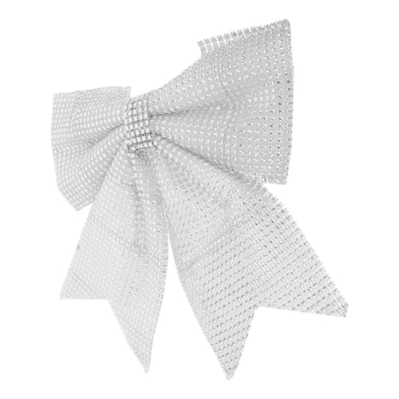 OULII Silver Large Christmas Bow with Rhinestone for Party and Tree Decorations