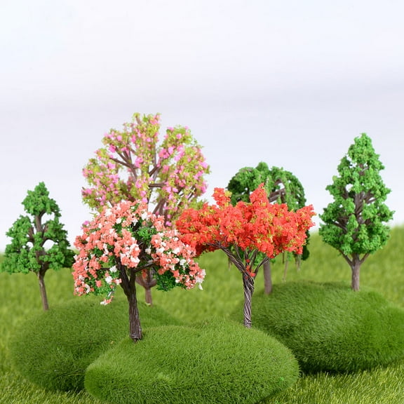OULII Simulation Plastic Tree Multi Color Artificial Decoration for Model Landscape Home