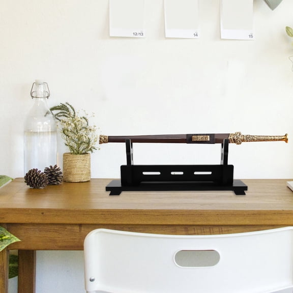 OULII Wooden Holder Stand with Black Finish for Home Decor Durable Horizontal Desktop Display Rack