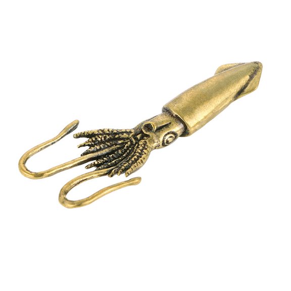 OULII Small Brass Cuttlefish Figurine Indoor Tabletop Decor Featuring Fine Workmanship Design