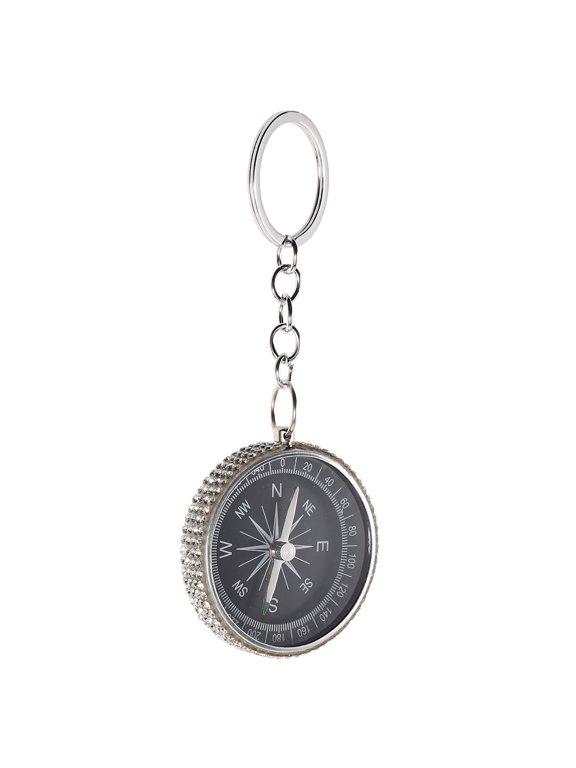 Compact Aluminum Alloy Compass Keychain with Temperature Gauge for Camping