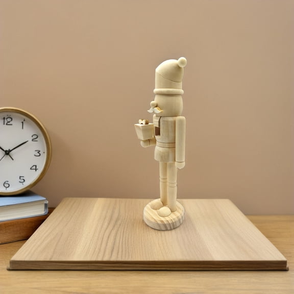 OULII Light Yellow Wooden Nutcracker for DIY Festive Decoration