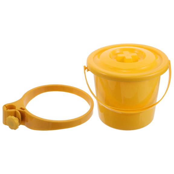 OULII Small Yellow Plastic Trash Can with Lid for Treatment Cart Healthcare Trolley Accessory