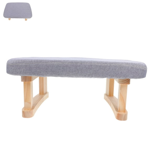 OULII Solid Wood Footrest Stool Grey Ideal for Living Room Office and Entryway
