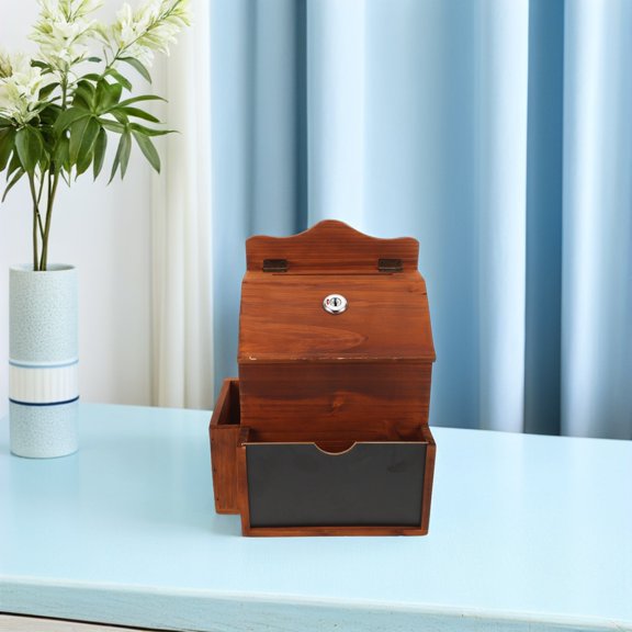 OULII Solid Wood Secure Donation Box with Lock for Office Home Fundraising and Suggestions