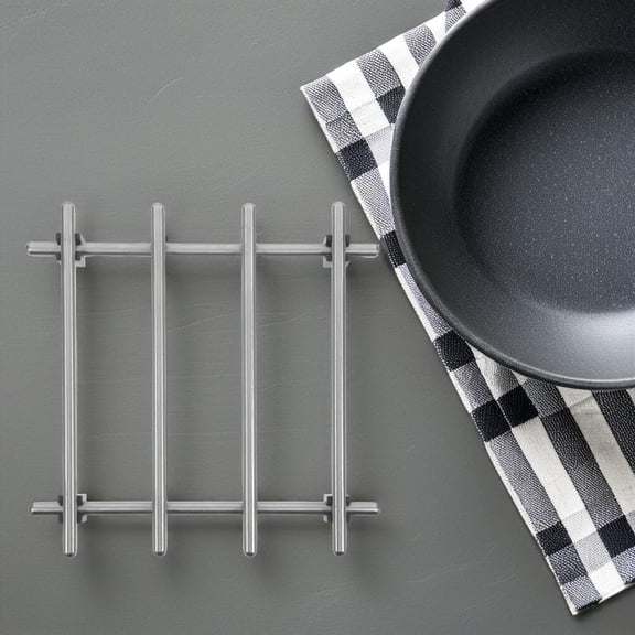 OULII Stainless Steel Trivets for Kitchen Nonslip Rubber Feet Silver