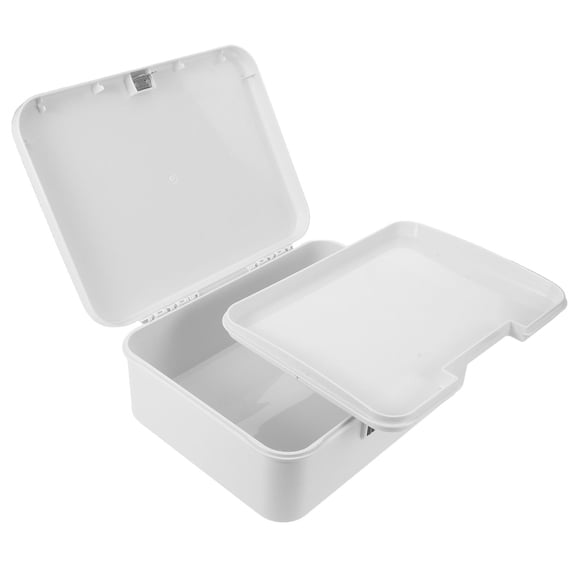 OULII Portable Lockable Storage Container with Combination Lock, White Dual Compartment Safe for