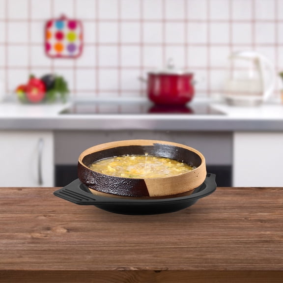 OULII Black Heat Resistant Casserole Tray Pot Base Tray for Home Use