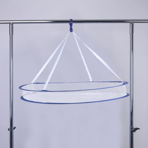 OULII White Foldable Hanging Mesh Drying Rack for Home Use with Sturdy Gauze Material Frame