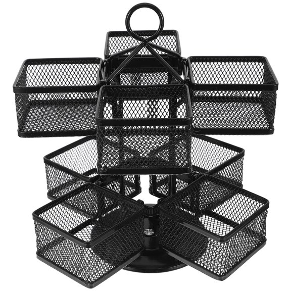 OULII Black Metal Rotating Carousel Tea Bag Organizer for Coffee Sugar Packets 1 Count