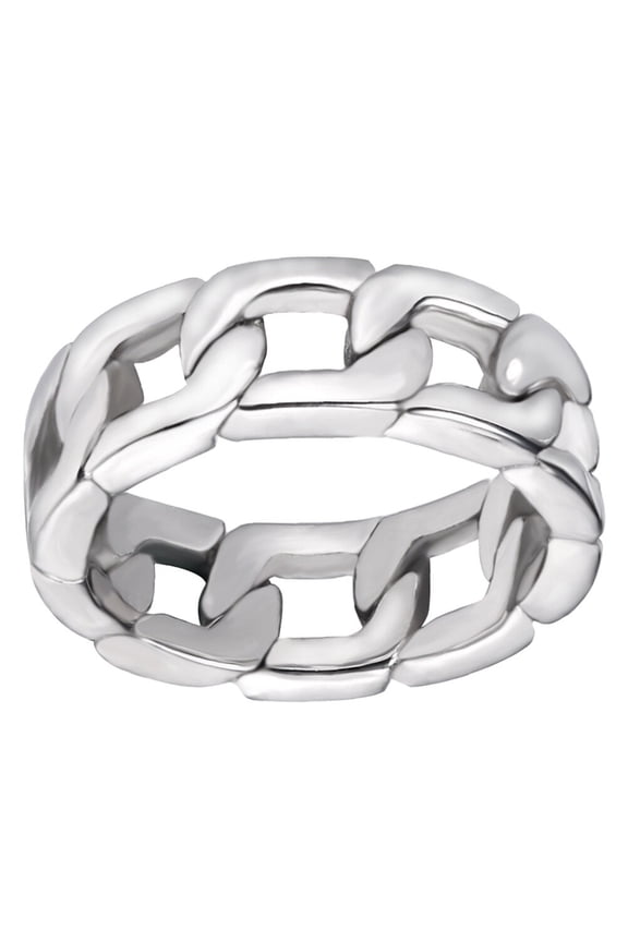 Link Chain Ring Stainless Steel Curb-Link Ring for Party and Daily Decoration