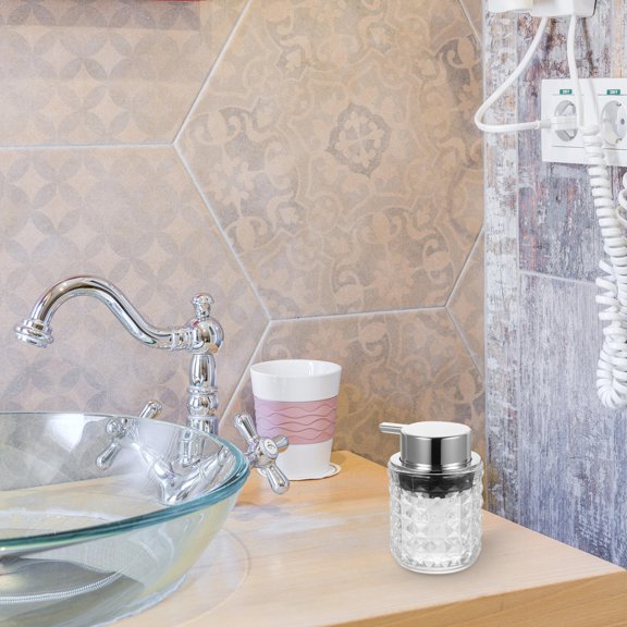OULII Transparent Glass Soap Dispenser with Pump for Hand Shampoo Shower Gel and Dishwashing Liquid Storage