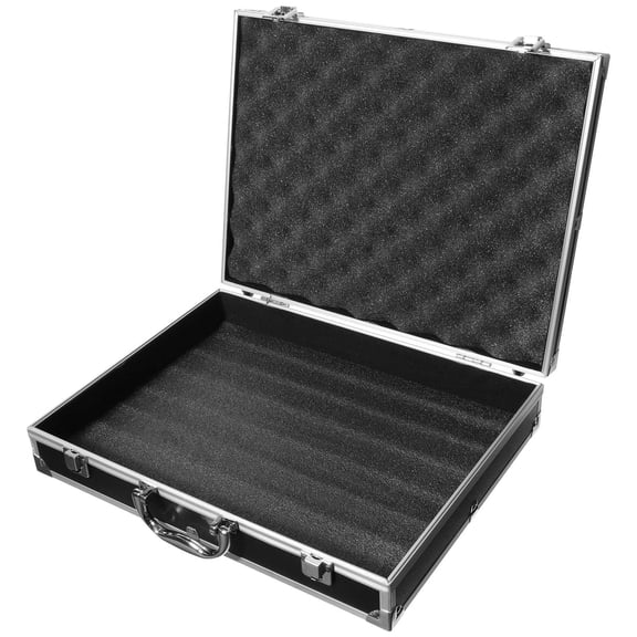 OULII Metal Briefcase Portable Tool Case Black Multifunctional Storage Box for Travel