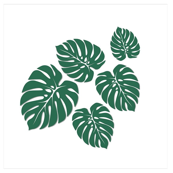 OULII Bedroom Background Decal Monstera Design Green Leaf Wall Sticker Peel and Stick Removable