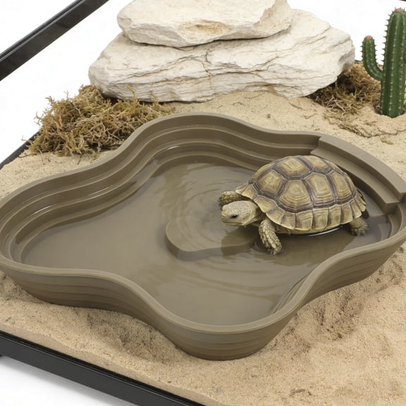 OULII Lake Shaped Plastic Turtle Bath Basin for Reptiles and Amphibians