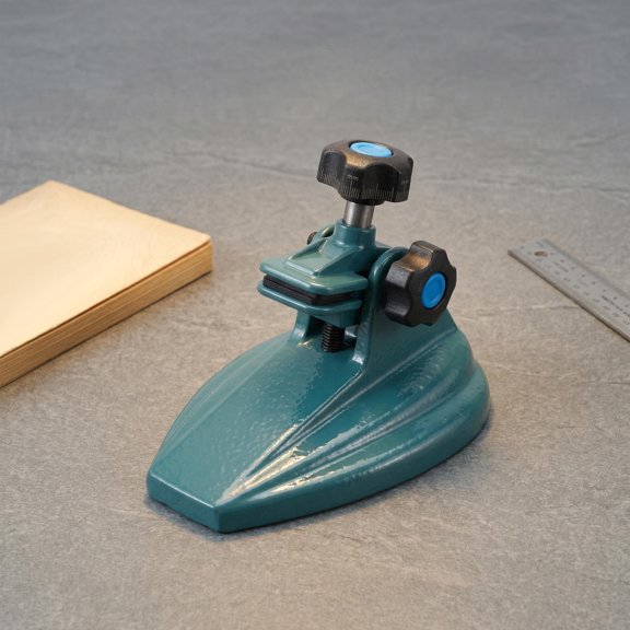 OULII Universal Compatibility Micrometer Holding Stand with Sky Blue Metal Base and Double Clamp Non Slip Pads