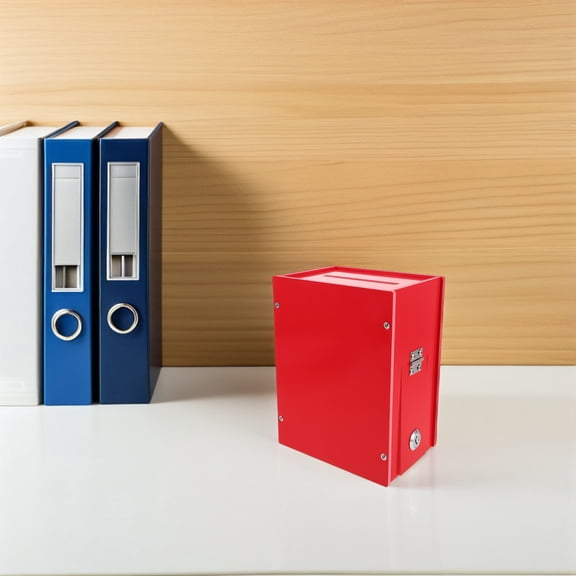 OULII Voting Box with Lock for Elections and Fundraising in Red Nontransparent PVC Material