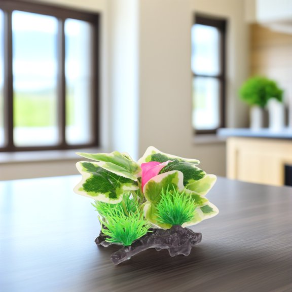 OULII Vibrant Pink Aquarium Plants Artificial Water Grass for Fish Tank Display
