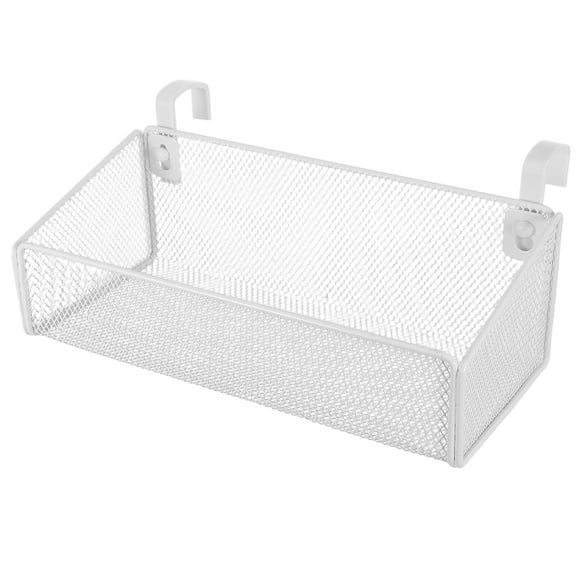 OULII White Metal Wall Mounted Organizer Basket for Dormitory Office Bedside Space Saving Storage