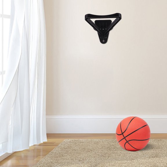 OULII Wall Mounted Black Basketball Holder with Sturdy Iron Frame for Efficient Storage