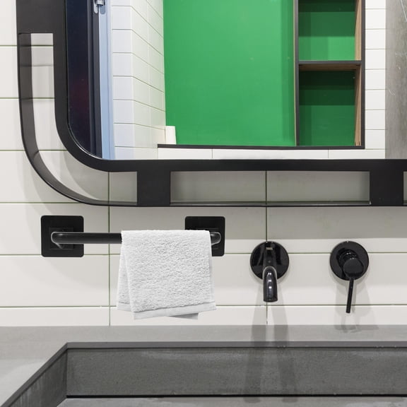 OULII Black ABS Material Bathroom Towel Rack Wall Mount Holder with Smooth Edges