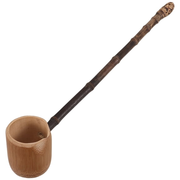 OULII Kitchen Bamboo Water Scoop with Long Handle for Cooking and Outdoor Use Multi Color