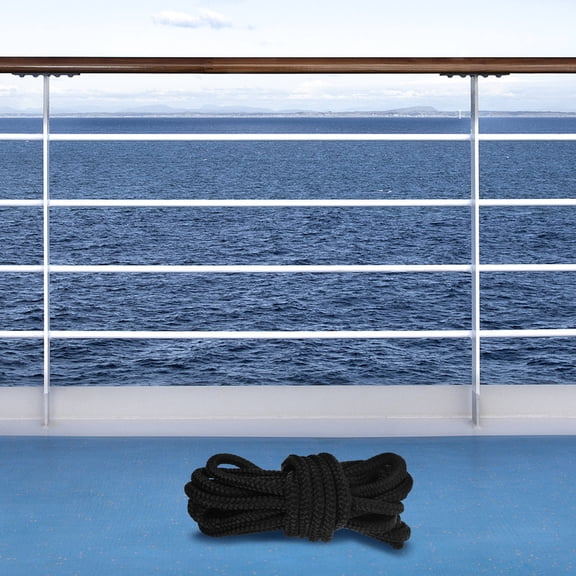 OULII Durable Black Braided Nylon Mooring Rope for Boats Flexible Marine Dock Lines and Sailing Rope