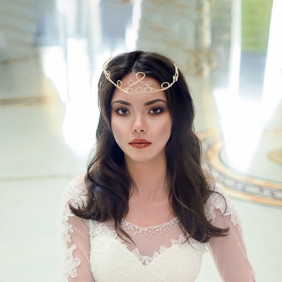 OULII Bridal Party Jewelry Sets Circlet Tiara Golden Metal 1Pack for Women