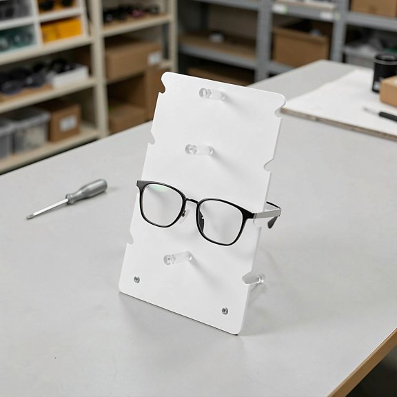 OULII White Acrylic Eyeglasses Holder Display Stand, Countertop Eyewear Rack for Sunglasses, Optical Shop Retail Showcase
