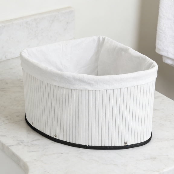 FENGGUIQU Fan Shaped Triangle Storage Bin White Multipurpose Basket for Home Corner Organization