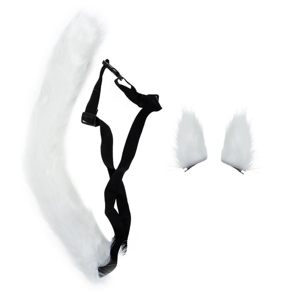 OULII White Polyester Cosplay Accessory Furry Tail for Parties
