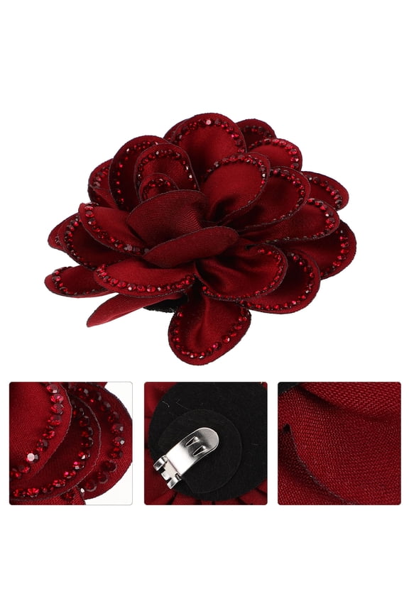 White Polyester Shoe Flower Clip with Rhinestone and 3D Rose Detail for Trendy Boot Accessories