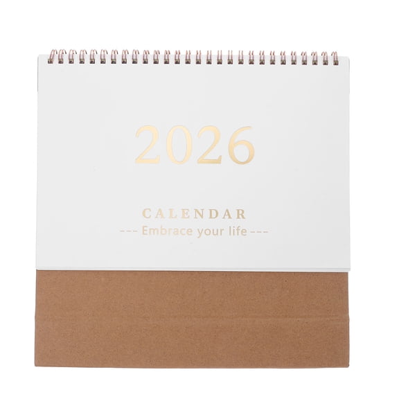 OULII White Standing Desk Calendar 2026 Daily Flip Planner Time Management Tool