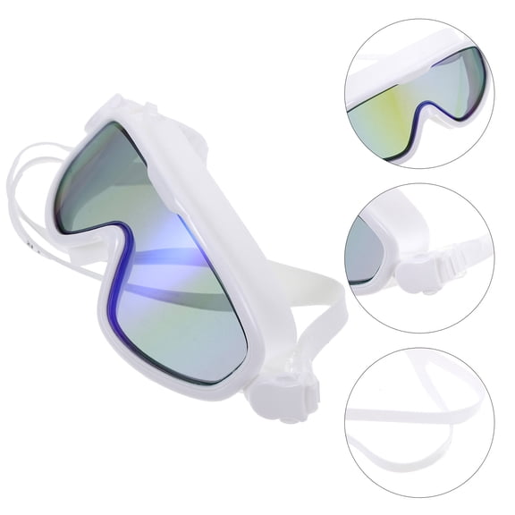OULII Eye Protector White Swimming Glasses with Thick Silicone Seal for Diving