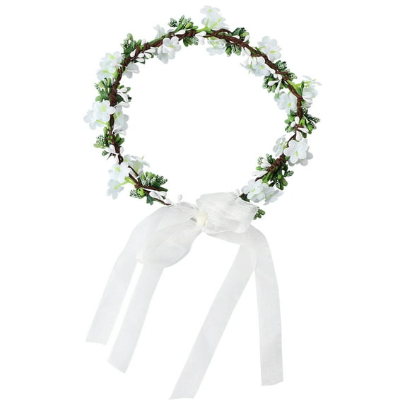 OULII White Floral Wedding Headband Hair Wreath Accessories for Brides, Bridesmaids, Flower Girls and Special Occasions
