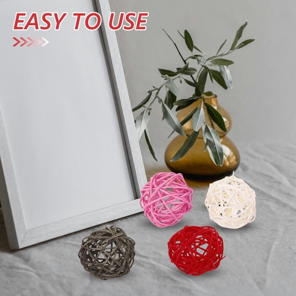 OULII Wicker Balls, Natural Rattan, Assorted Color, Craft Decor