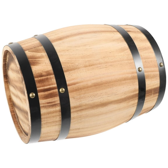 OULII Wine Barrel Ornament 1Pcs Wood Bucket for Home and Bar Decor 27.5X20X20CM