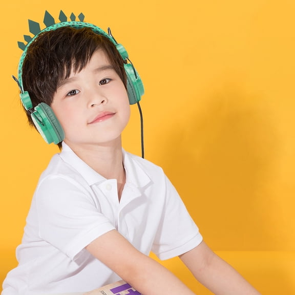OULII Green Children Headset with Microphone for Music Listening Soft Comfortable Earmuffs ABS Material 85dB Volume
