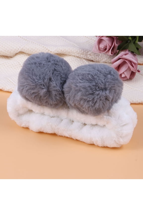 Grey Knitting Headbands with Panda Ear Design Elastic Comfortable Hairband
