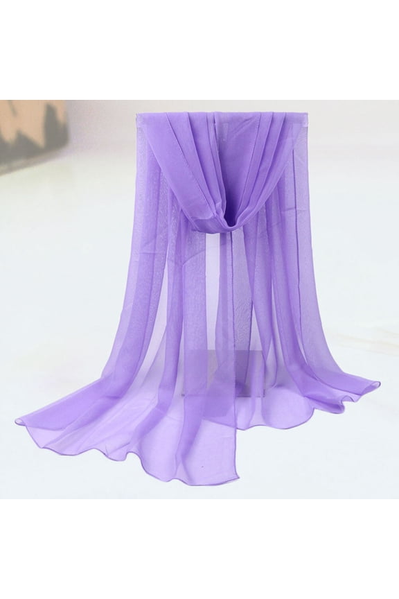 Fashionable Purple Solid Color Sunscreen Scarf Comfortable Polyester Fiber Shawl