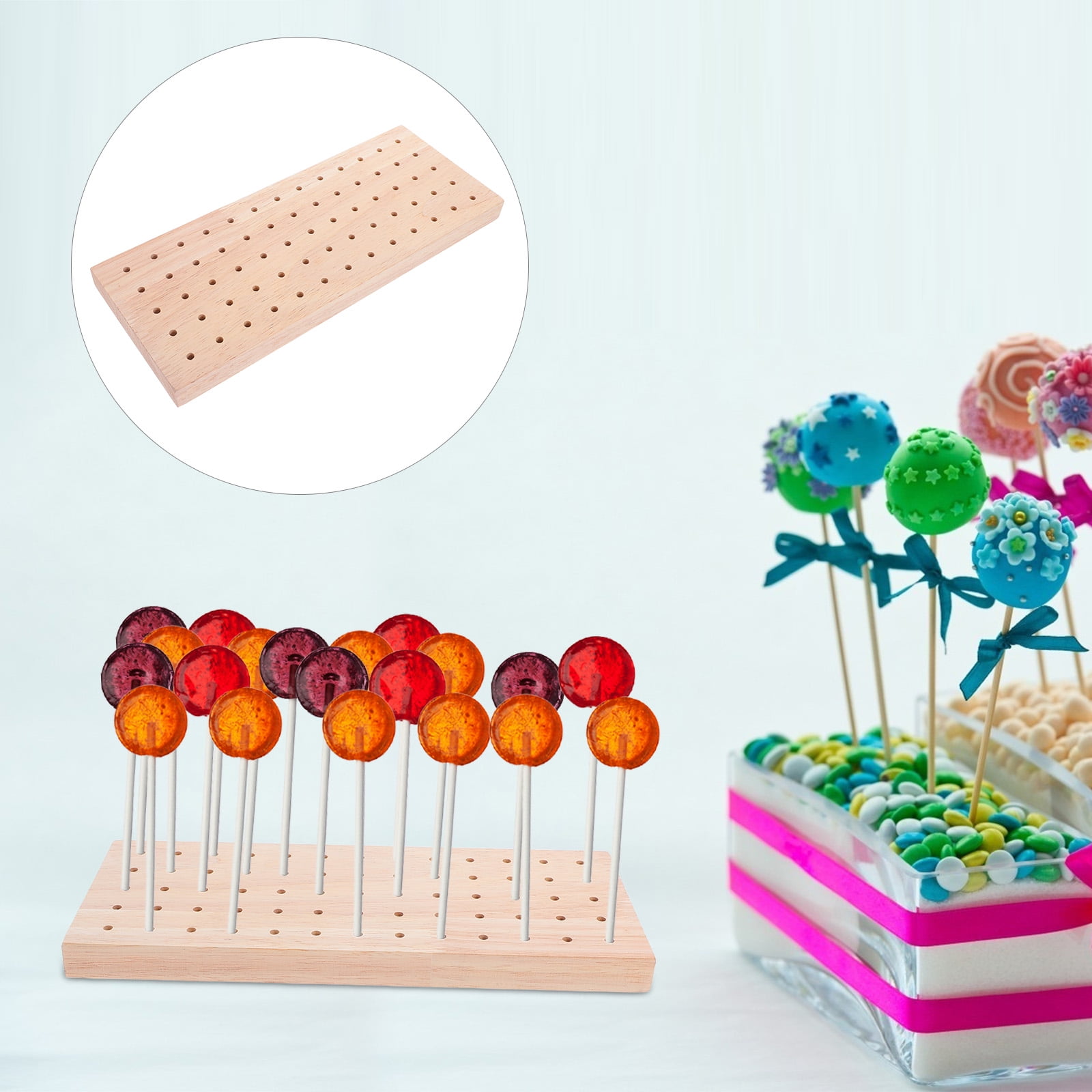 OULII Wooden Cake Pop Rack Snack Display Stand Beige 1Pack For Personal ...