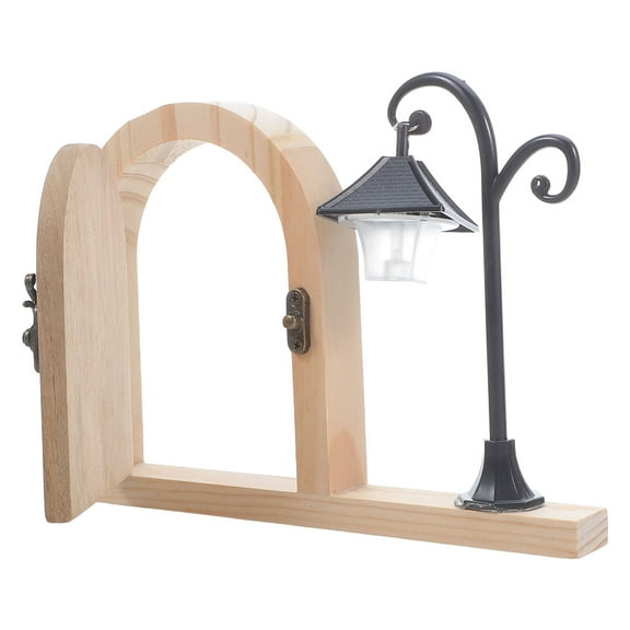 OULII Wooden Fairy Door Outlet Cover Plate Khaki Decorative Light Switch Guard for Home