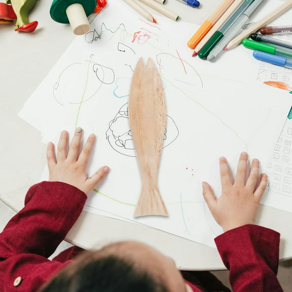 OULII Wooden Fish Unfinished Wooden Fish To Paint Blank Fish Model Crafts For Diy Arts Crafts Nautical Themed Birthday Party Supplies