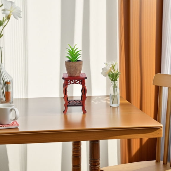 OULII Elegant Wooden Plant Stand for Home Bonsai Display with Stable Stylish Base